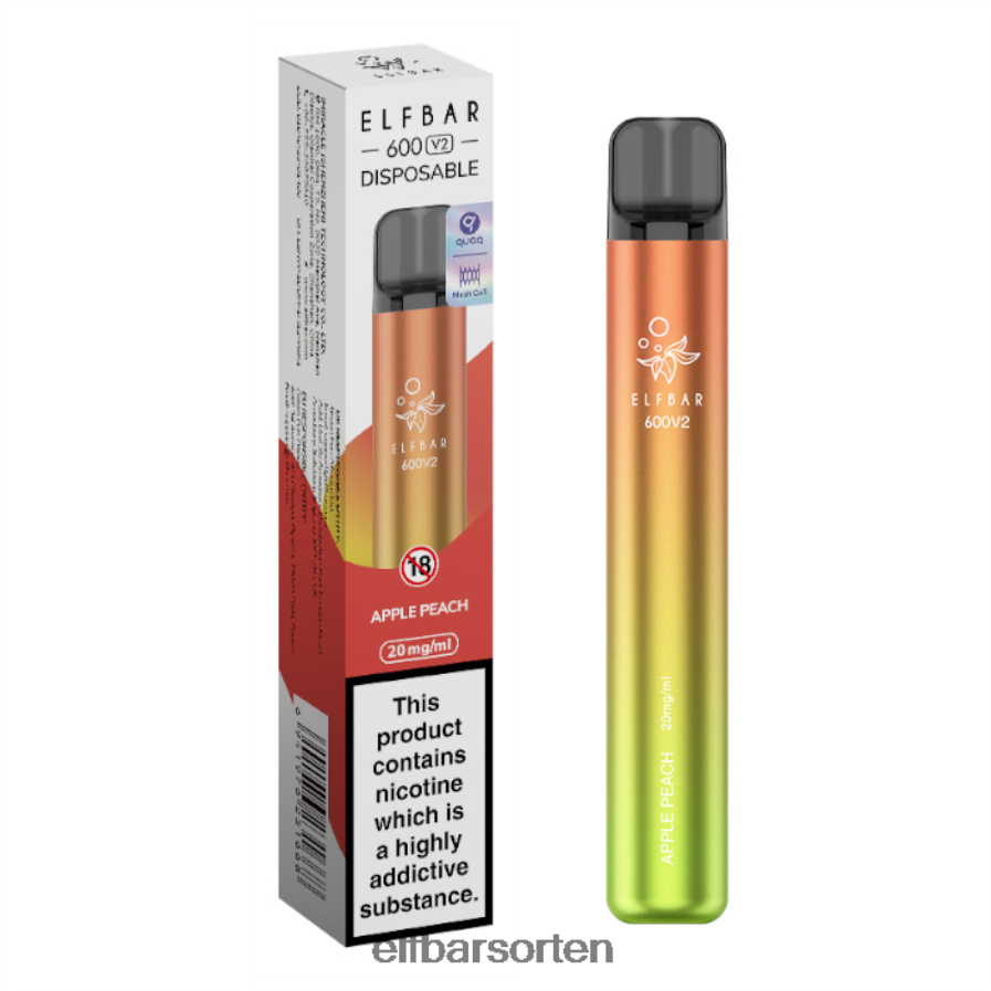 Elfbar 600v2 Einweg-Vaporizer – 20 mg Apfel-Pfirsich - ELFBAR Nachfullbar Aktivieren 6N80NB11