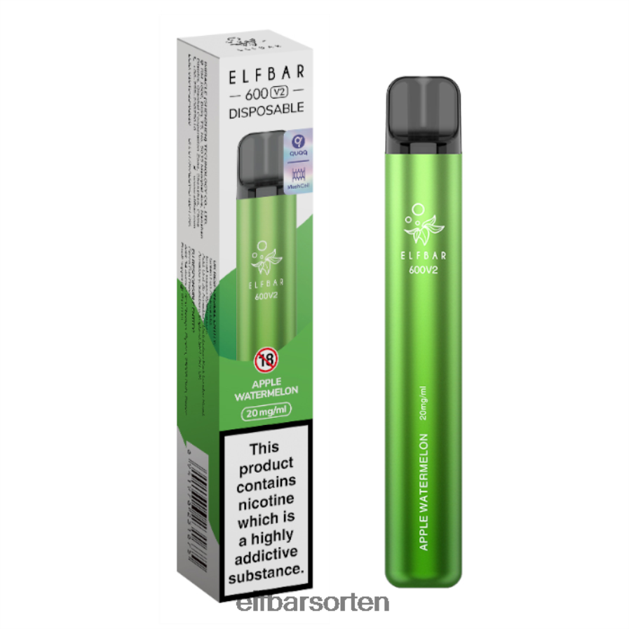 Elfbar 600v2 Einweg-Vaporizer – 20 mg Apfel-Wassermelone - ELF BAR Sorten Mit Nikotin 6N80NB21