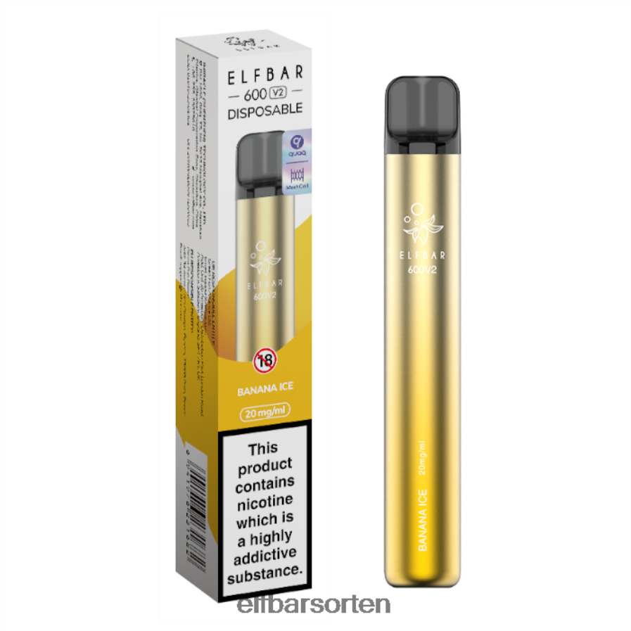 Elfbar 600v2 Einweg-Vaporizer – 20 mg Bananeneis - ELF BAR Sorten Nikotinfrei 6N80NB9