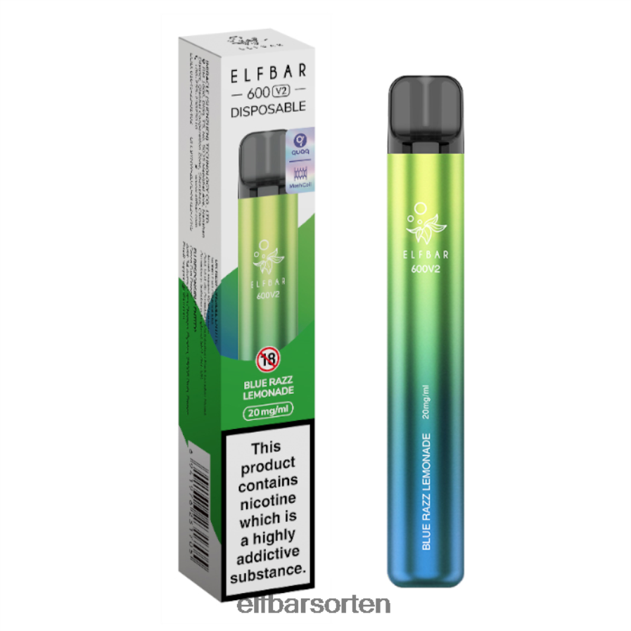 Elfbar 600v2 Einweg-Vaporizer – 20 mg Blue Razz Limonade - ELFBAR Nachfullbar Pod 6N80NB13