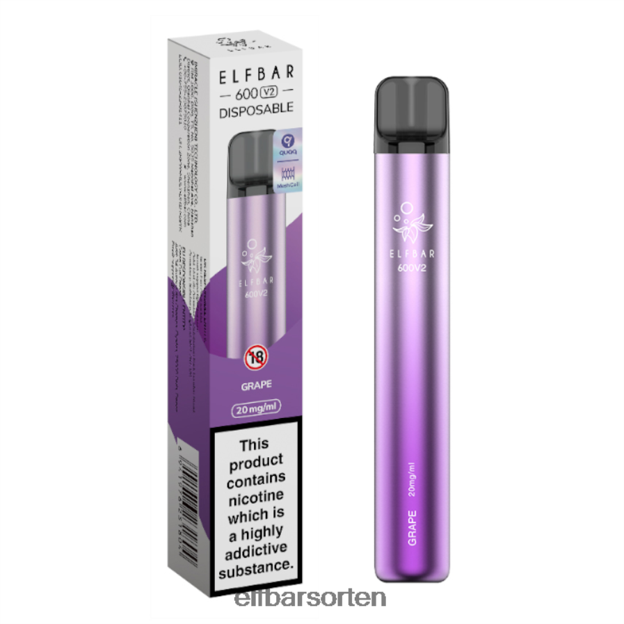 Elfbar 600v2 Einweg-Vaporizer – 20 mg Traube - ELF BAR Sky Bar Geschmack 6N80NB2