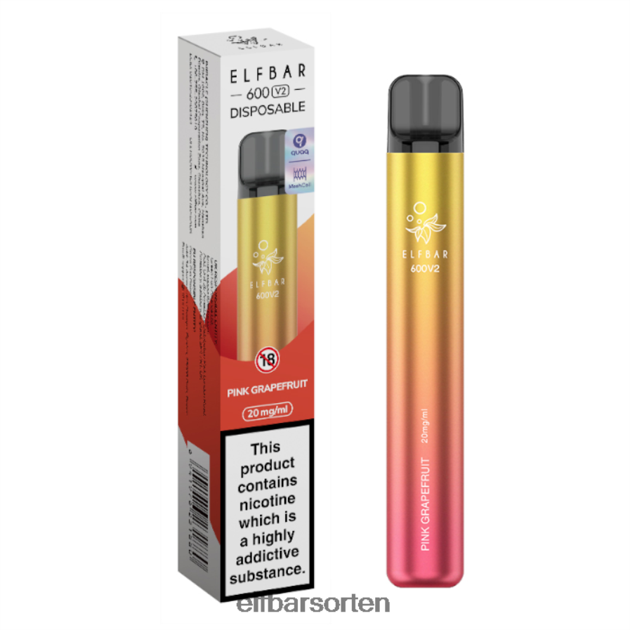 Elfbar 600v2 Einweg-Vaporizer – 20 mg rosa Grapefruit - ELF BAR Sorten Ohne Nikotin 6N80NB19