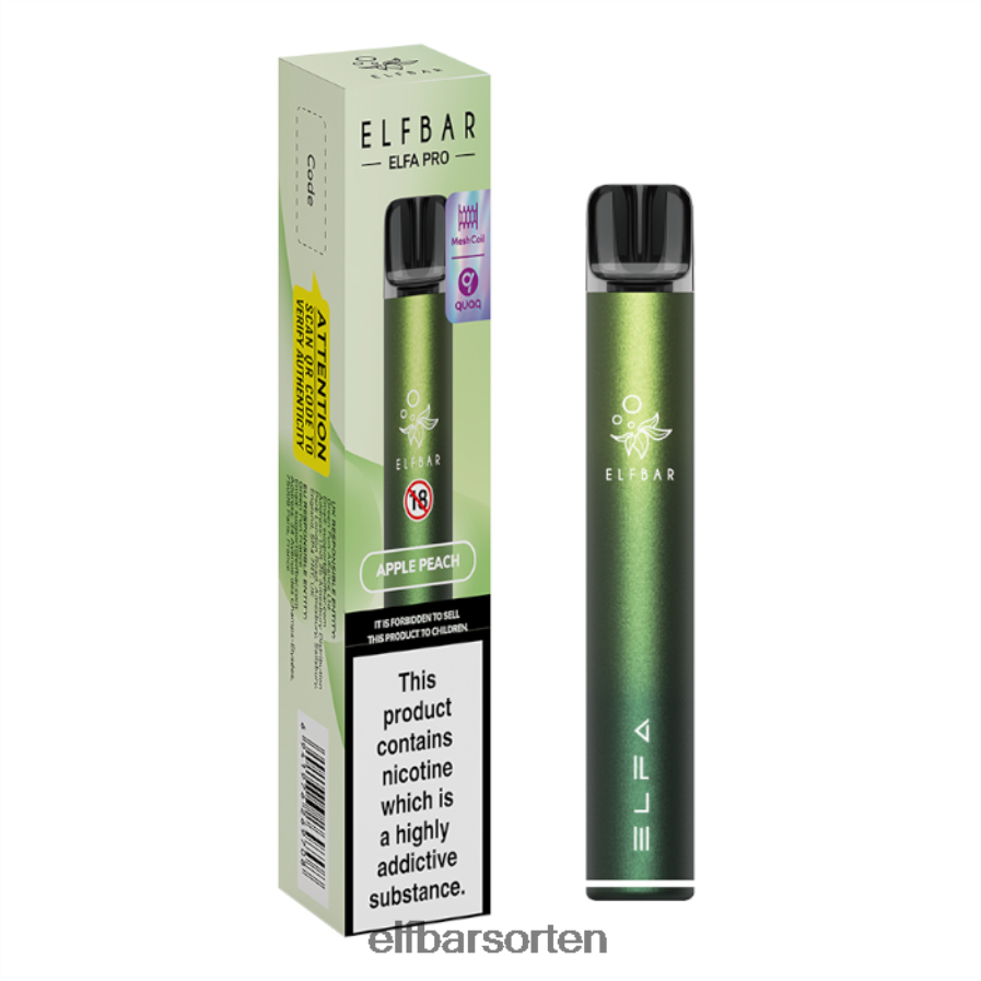 Elfbar Elfa Pro Pod Kit – wiederaufladbar Aurora Green + Apfel-Pfirsich vorgefüllte Schote - ELFBAR Nachfullbar Pod 6N80NB73