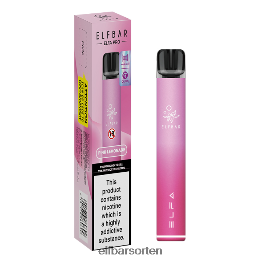 Elfbar Elfa Pro Pod Kit – wiederaufladbar Pink + Pink Limonade vorgefüllte Schote - ELF BAR Sorten Nikotinfrei 6N80NB72