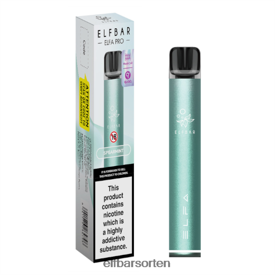 Elfbar Elfa Pro Pod Kit – wiederaufladbar Twilight Cyan + Spearmint vorgefüllte Schote - ELF BAR Sky Bar Geschmack 6N80NB77