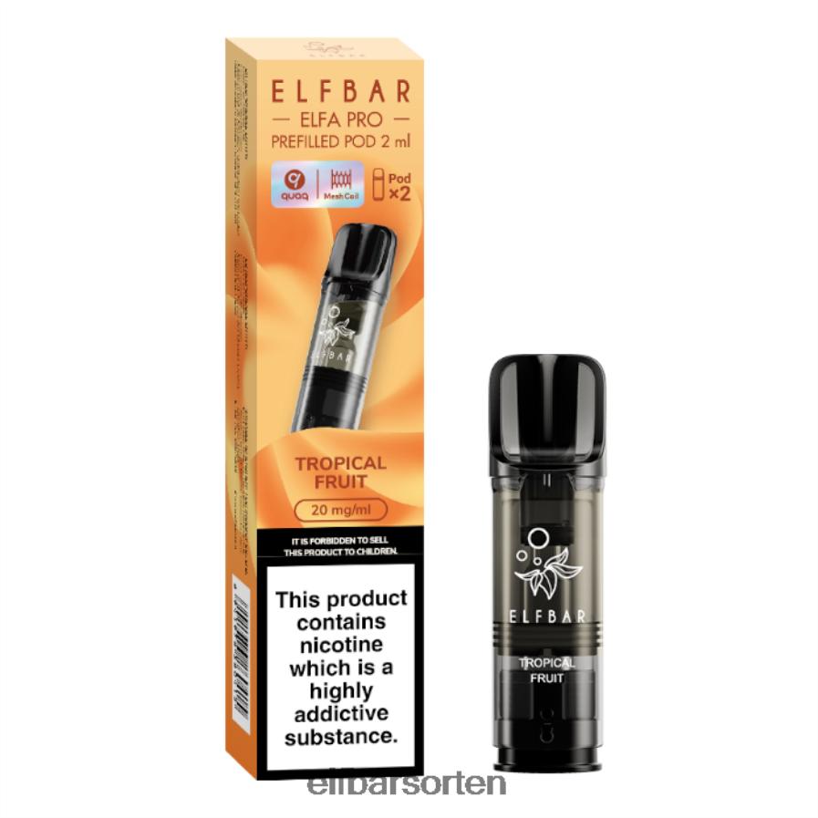 Elfbar Elfa Pro vorgefüllte Kapseln – 20 mg – 2 Stück Tropische Frucht - ELFBAR Nachfullbar Pod 6N80NB88