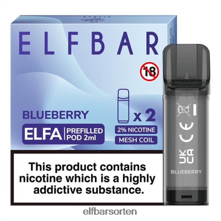 Elfbar Elfa vorgefüllte Kapsel – 2 ml – 20 mg (2er-Pack) Blaubeere - ELFBAR Sorten Osterreich 6N80NB106