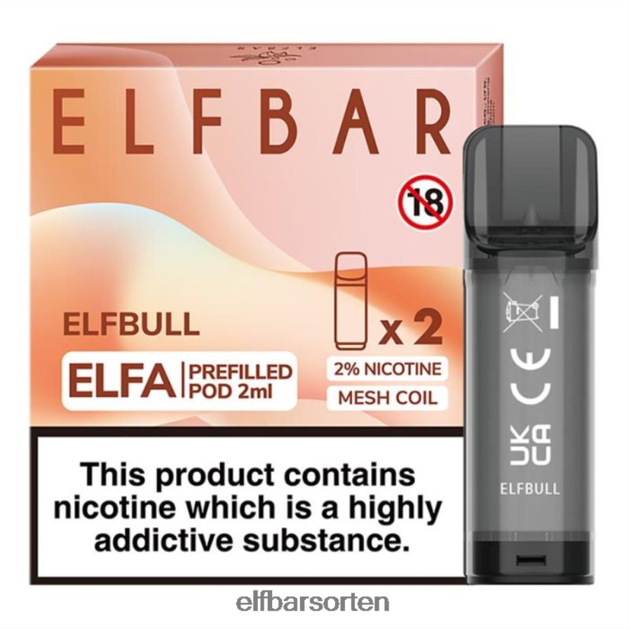 Elfbar Elfa vorgefüllte Kapsel – 2 ml – 20 mg (2er-Pack) Elfenbulle - ELF BAR Sorten 608 6N80NB128