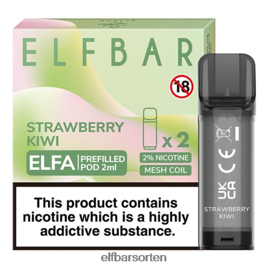 Elfbar Elfa vorgefüllte Kapsel – 2 ml – 20 mg (2er-Pack) Erdbeer-Kiwi - ELF BAR Sky Bar Geschmack 6N80NB107