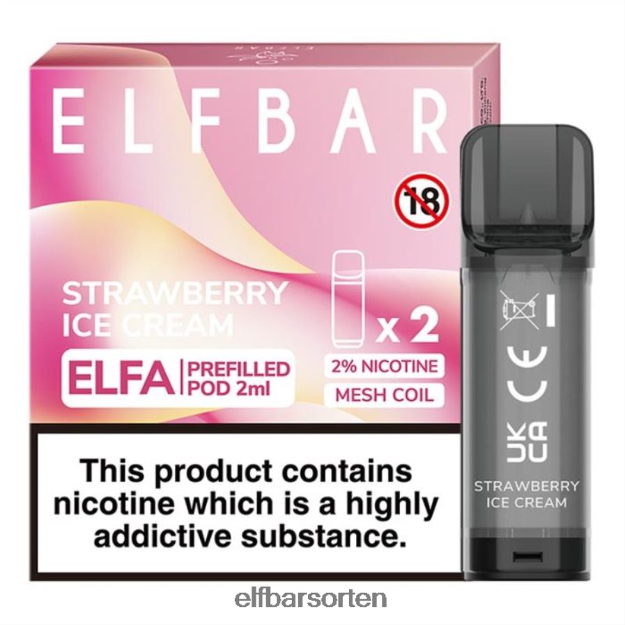 Elfbar Elfa vorgefüllte Kapsel – 2 ml – 20 mg (2er-Pack) Erdbeereis - ELFBAR Nachfullbar Osterreich 6N80NB115