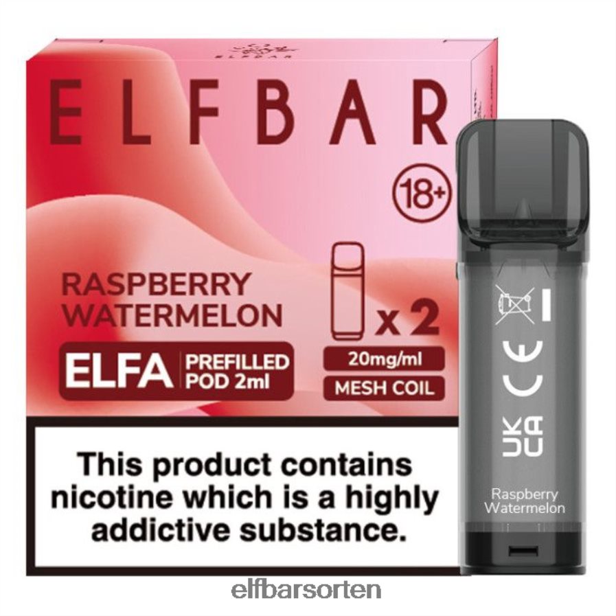 Elfbar Elfa vorgefüllte Kapsel – 2 ml – 20 mg (2er-Pack) Himbeer-Wassermelone - ELF BAR Sky Bar Geschmack 6N80NB122